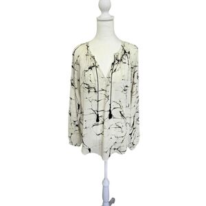Simply Vera Vera Wang Women's Long Sleeve Blouse With Tassles Size L
